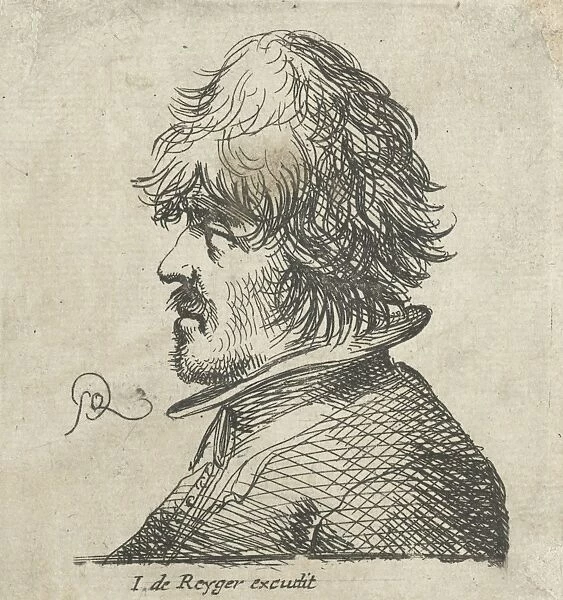 Portrait Bust of a man with fishing hat, J. de Reyger Pieter Jansz. Quast, 1615 - 1647