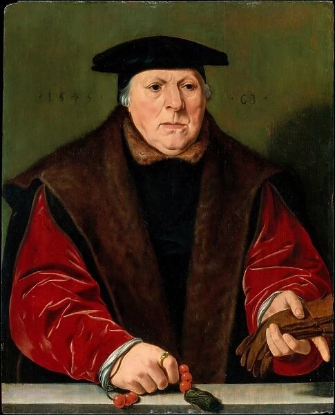 Portrait Man Rosary 1545 Oil wood 20 x 16 1  /  4
