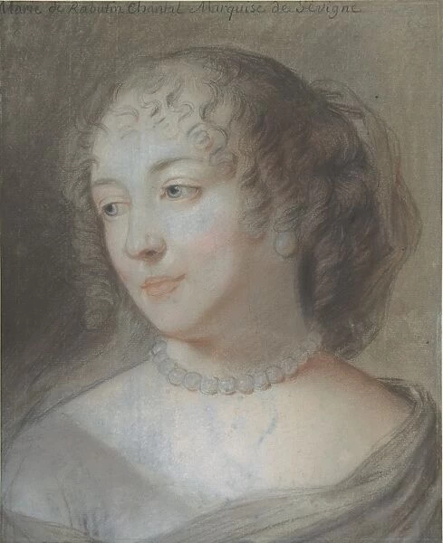 Portrait Mme Sevigne 17th century Black chalk