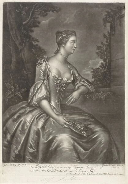 Portrait of a seated woman, print maker: George van der Mijn, John Bowles & Son