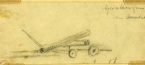 Quaker gun in Annandale, 1863 ca. October, drawing on white paper : pencil; 7. 1 x 17