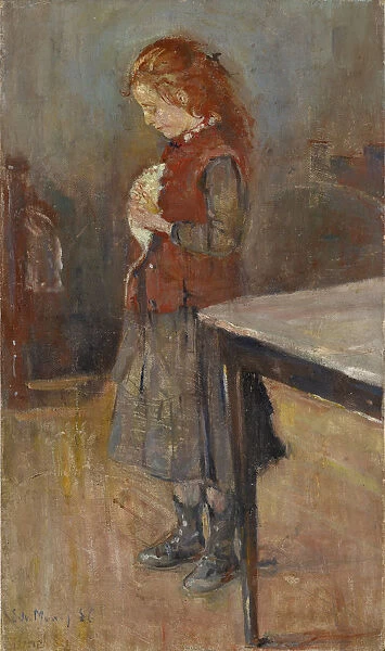 Red-haired girl white rat 1886 oil canvas 38. 5 x 22. 8 cm