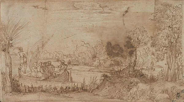 River Landscape Boats 1590 Annibale Carracci