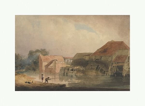 Riverside Scene Old Mill 1805-10 Watercolor