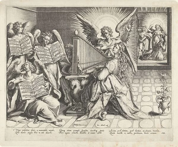 Saint Cecilia organ organ surrounded singing angels