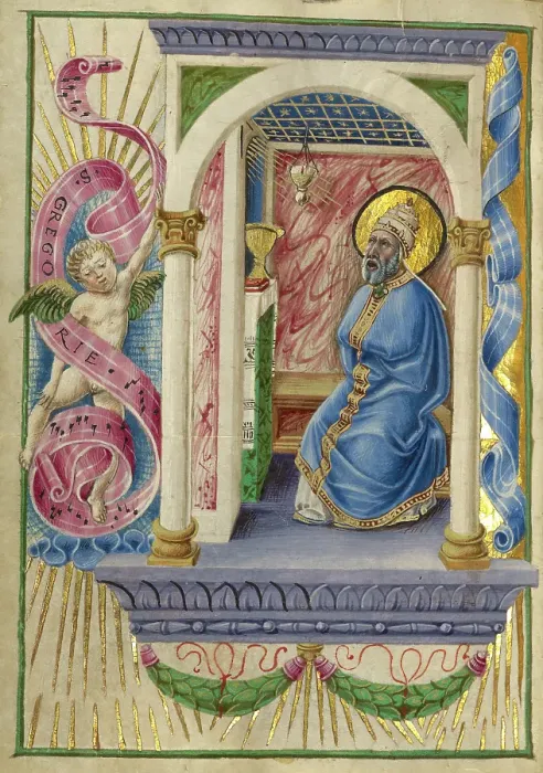 Framed Print : Print of Saint Gregory in Tempera Colors Framed Print : Print of Saint Gregory in Tempera Colors