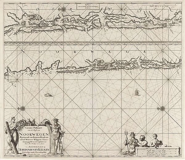 Sea chart of part of the coast of Norway near Bergen, Jan Luyken, Johannes van Keulen I