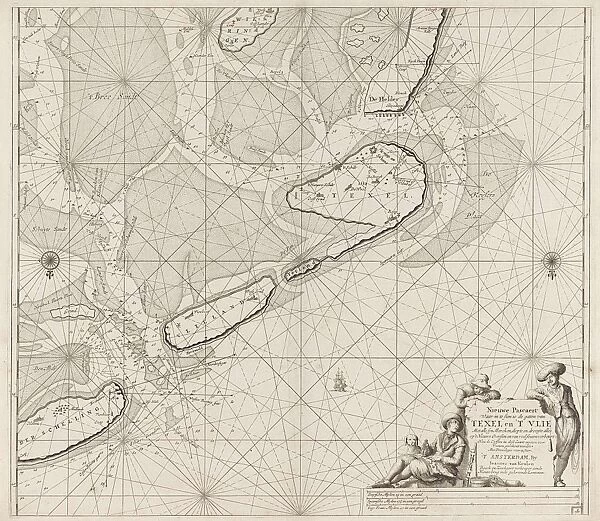 Sea chart of the Wadden Sea from Den Helder to Terschelling, Jan Luyken, Johannes van Keulen