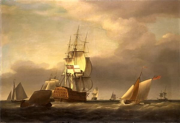 A Seascape with Men-of-War and Small Craft, Attributed to Francis Holman, 1760-1790