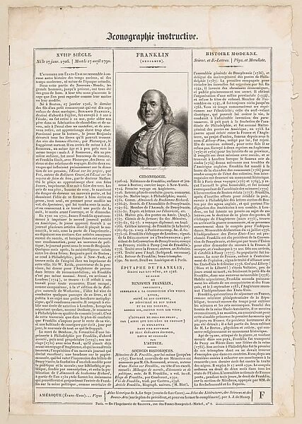 Sheet, Iconographie Instructive, portrait, Benjamin Franklin, Pierre