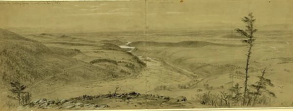 Shenandoah Valley from Maryland heights, drawing, 1862-1865, by Alfred R Waud, 1828-1891