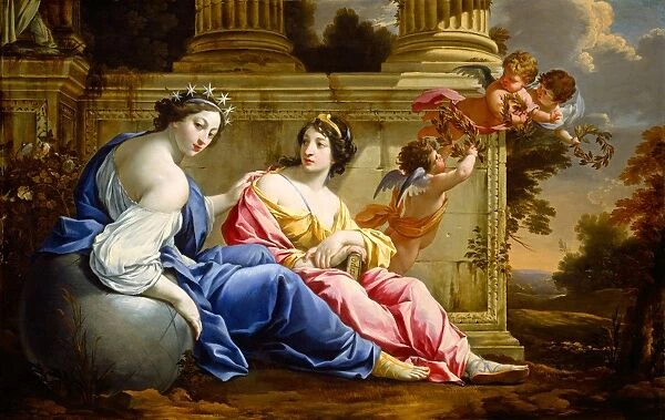 Simon Vouet and Studio, French (1590-1649), The Muses Urania and Calliope, c. 1634