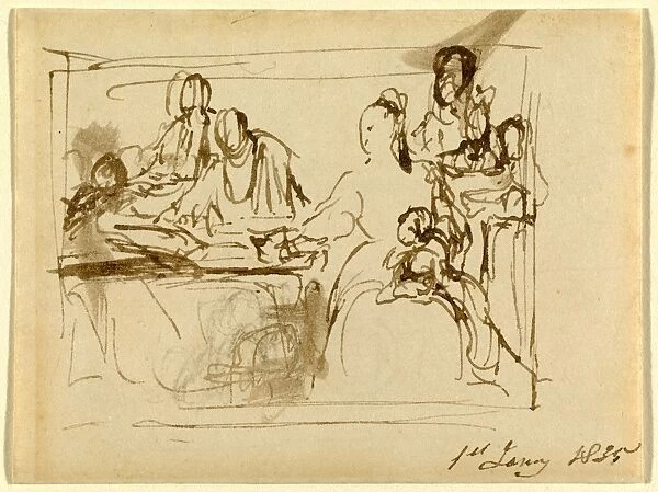 Sir David Wilkie, A Family Group, Scottish, 1785-1841, 1835, pen and brown ink with