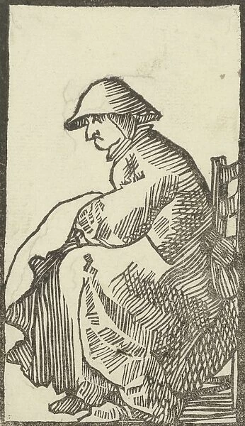 Sitting peasant woman, Simon van de Passe, Gortzius Geldorp, 1605 - 1647