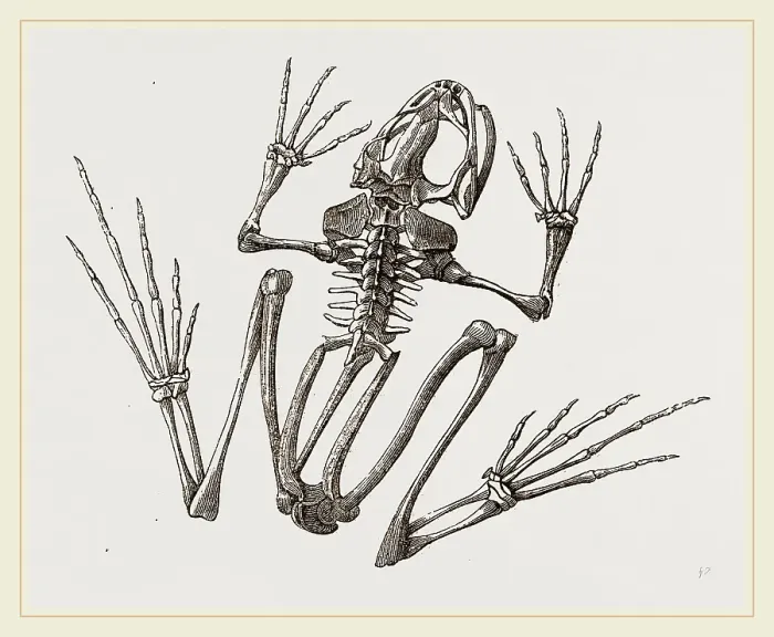 Framed Print : Skeleton of Common Frog Print Framed Print : Skeleton of Common Frog Print