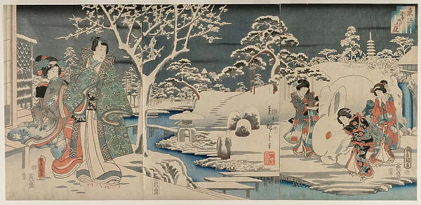 Snowy Garden 1854 Utagawa Hiroshige Japanese