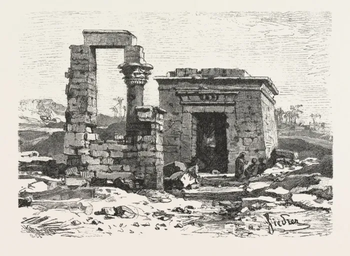 Framed Print : Temple of Hermonthis Print, 1879 Engraving
