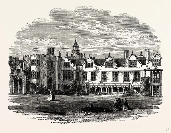 The South Front, Knole House, UK, England, engraving 1870s, Britain