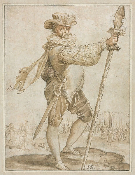 Standing Officer Holding Boars Spear 1586 Hendrick Goltzius