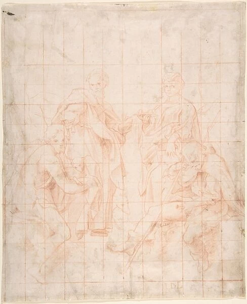 Study Four Saints 1525-34 Red chalk squared