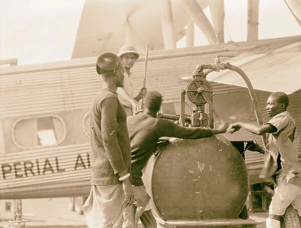 Sudan Malakal Shiluks refulling plane 1936 Malakāl