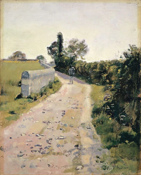 Sunny street c. 1890 oil canvas 41 x 33 cm signed lower right