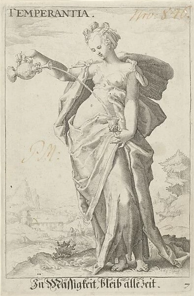 Temperance (Temperance), Anonymous, Hendrick Goltzius, 1587 - 1637