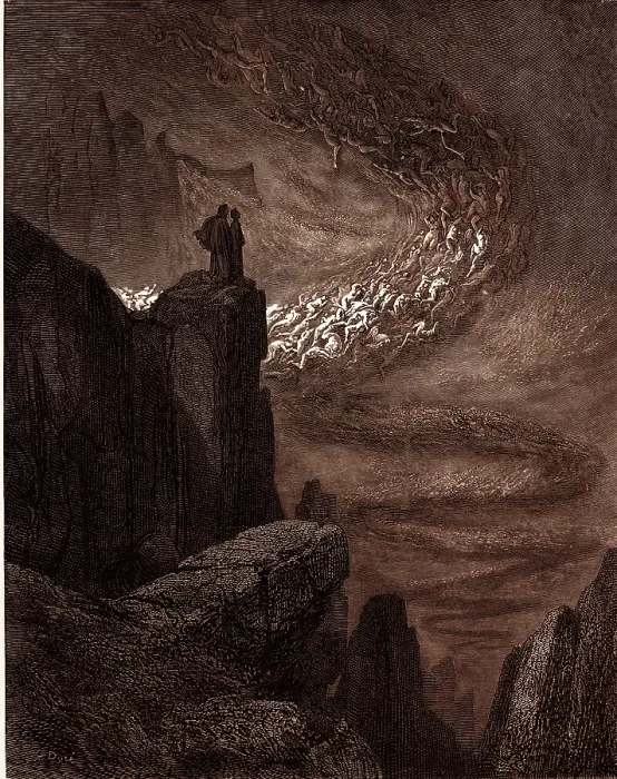 Framed Print : Gustave Dore's The Tempest of Hell Print Framed Print : Gustave Dore's The Tempest of Hell Print
