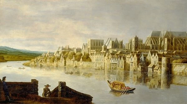The Thames at Westminster Stairs, London signed and dated 163(?1 or 7), Claude de Jongh
