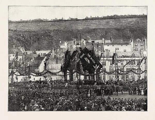 Unveiling Queen Victorias Statue in Jersey: the Unveiling Ceremony, 1890 Engraving