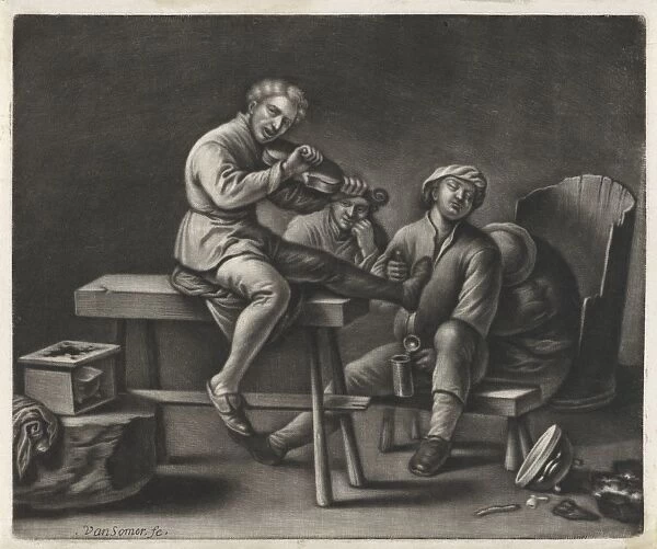 Violin Player in an inn, Wallerant Vaillant Jan van Somer, 1655 - 1700