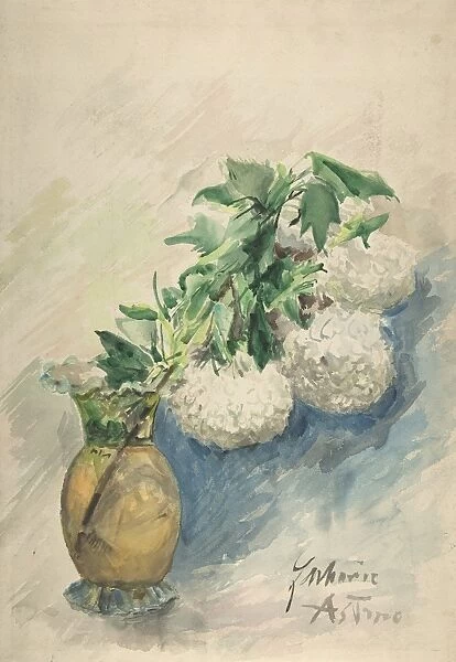White Flowers Vase ca 1884-1904 Watercolor