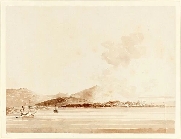 William Daniell (British, 1769 - 1837), A View in India, 1788, brown wash over graphite