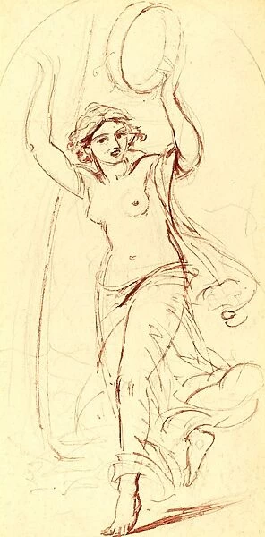 William Edward Frost, British (1810-1877), Dancing Woman with a Tambourine, pen