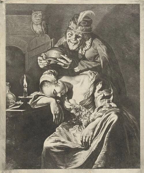 Wine is a mocker, Hendrik Bary, Frans van Mieris, in or before 1670