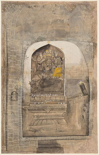 Worship stone image Shiva Parvati within lingam