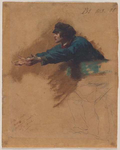 Young Man Leaning Forward Outstretched Arms Study