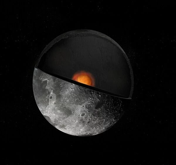 Artists concept showing showing a possible inner core of the Earths moon