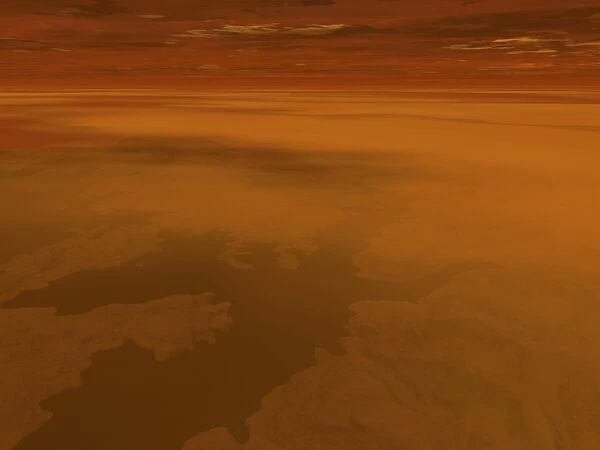 Artists concept of the surface of Saturns moon Titan