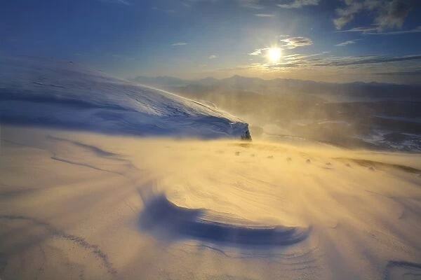 A blizzard on Toviktinden Mountain in Troms County, Norway