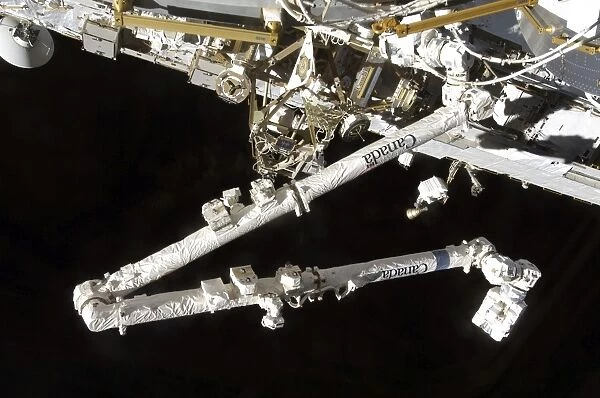 The Canadian-built space station remote manipulator system (Canadarm2), during undocking
