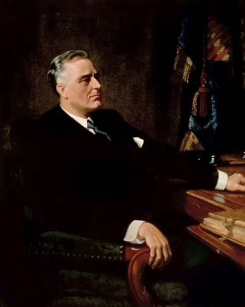 Digitally restored American history painting of President Franklin Roosevelt