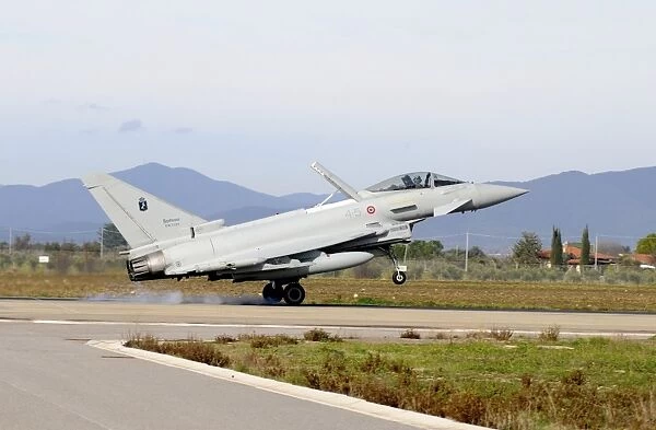 Eurofighter EF2000 Typhoon from the Italian Air Force landing at Grosseto Air Base