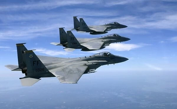 The F-15 Eagles final training mission over the the Atlantic Ocean