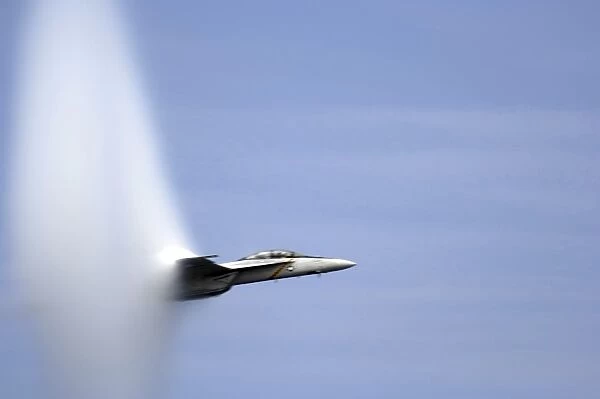 An F  /  A-18E Super Hornet reaches the speed of sound