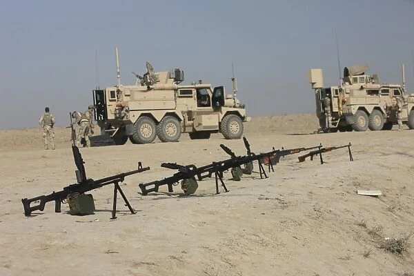 Firearms sit ready on a firing range in Kunduz, Afghanistan