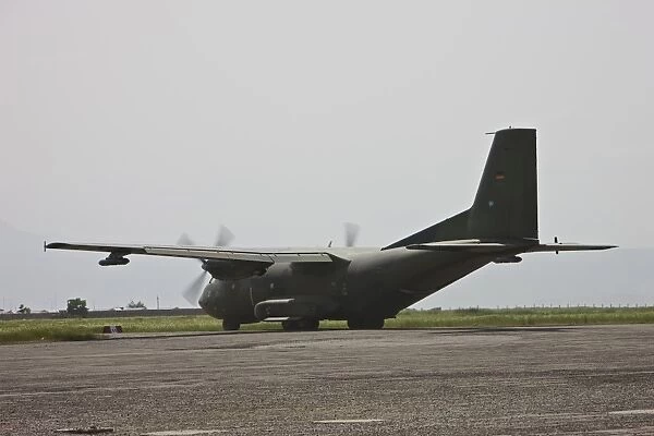 A German Air Force Transall C-160 taxis on the runway