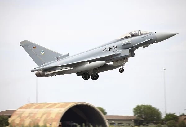 German Eurofighter taking off from Albacete Airfield, Spain