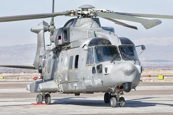 An Italian Navy EH101 helicopter at Forward Operating Base Herat, Afghanistan