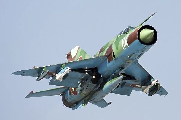 MiG-21bis taking off armed with a-8 Aphid air-to-air missiles